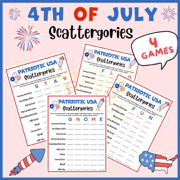 Preview of 4th of july independence Scattergories game Puzzle sight word activities middle
