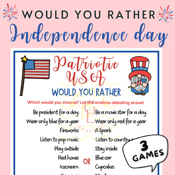 Preview of 4th of july independence Would you rather game speech therapy Activities middle