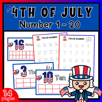 Preview of 4th of july number 1-20  Math activities worksheets