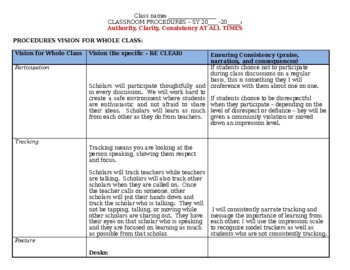 Preview of 4th or 5th Grade Procedures Doc. - very detailed and thorough - teacher sample