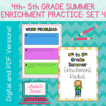 Preview of 4th to 5th Grade Summer Enrichment: Set 4