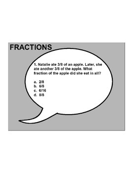Preview of 4th/5th Grade ActivInspire 10 question assessment (Fractions) .NF.A.1, 2 + more