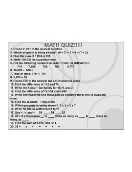 Preview of 4th/5th Grade ActivInspire 20 question quiz - Place Value 4.NBT.A.2, 3 + more