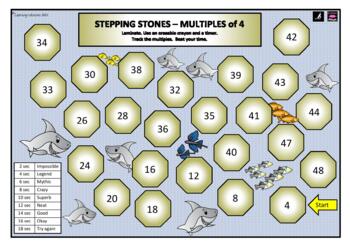 4x Table - STEPPING STONES - Multiples of 4 - One Player Game for speed