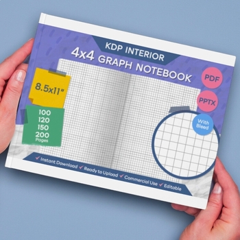 Preview of 4x4 Graph Paper Notebook Template - Printable Graph Paper