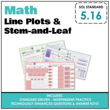 Preview of 5.16 VA SOL - Math Review TEI Grade 5 stem and leaf line plots data