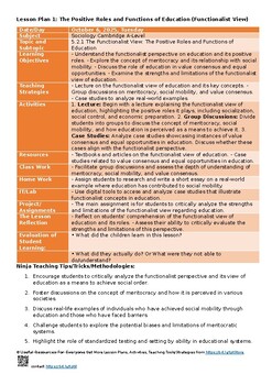 Preview of 5.2 What are the roles and functions of education Lesson Plans Latest Syllabus o