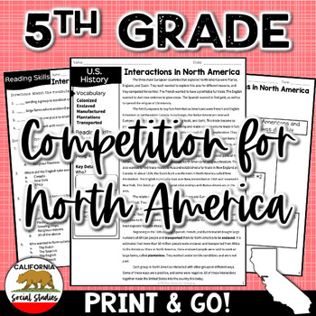 Preview of 5.3.1 Competition for North America | CA 5th Grade Social Studies Reading