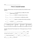 Prime And Composite Worksheet | Teachers Pay Teachers