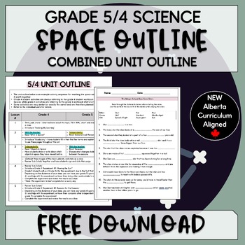 Preview of 5/4 SPACE Unit Outline - NEW Alberta Curriculum - Grade 4 & 5 Science