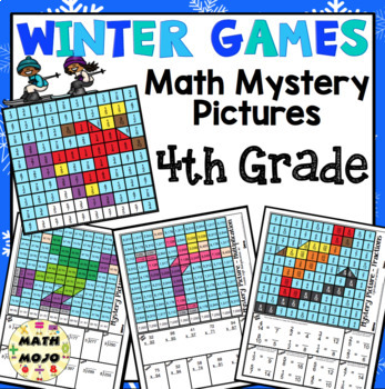 Preview of 4th Grade Winter Games Math: 4th Grade Math Mystery Pictures