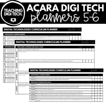Preview of 5-6 ACARA Digital Technologies Curriculum Checklist & Curriculum Planner