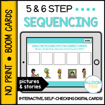 Preview of 5-6 Step Sequencing Stories with Pictures - BOOM Cards™️ Speech Therapy
