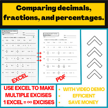 Preview of 5/6th Grade Comparing decimals, fractions, and percentages - PDF (over 100pages)