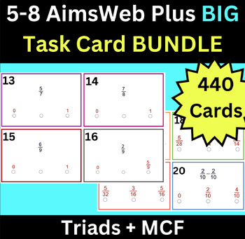 Preview of 5-8 AimsWeb Plus BIG Task Card Bundle! Number Sense Fluency - Triads + MCF!