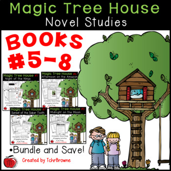 Preview of #5-8 Magic Tree House Novels - Novel Study Bundle