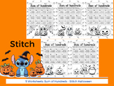 5 Addition Worksheets: Sum of Hundreds - Stitch Halloween
