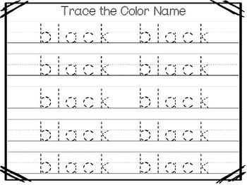 5 all about the color black no prep tracing preschool worksheets and