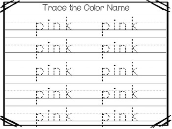 5 All About the Color Pink No Prep Tracing Preschool Worksheets and