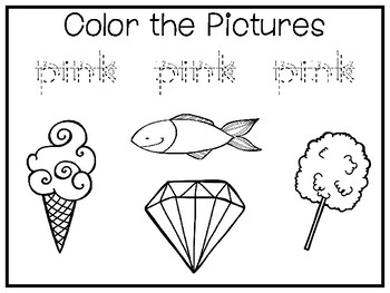 5 All About the Color Pink No Prep Tracing Preschool Worksheets and ...