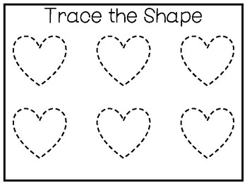 5 All About the Shape Heart No Prep Tracing Preschool Worksheets and