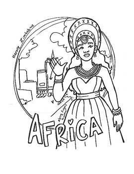 Preview of 5 American Sign Language Coloring Pages: Places Countries and Continents