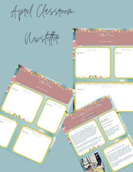 Preview of 5 April Classroom Newsletter Templates - Printable - Easter