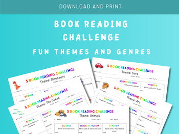 Preview of 5 Book Genre Reading Challenge - Reading Reward Chart - Summer Book Tracker