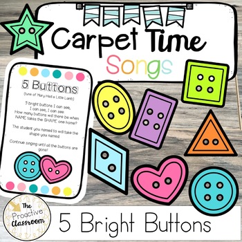 Preview of 5 Bright Buttons Carpet Time Song | Shape Carpet Game Preschool | Kindergarten