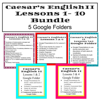 Preview of Caesar’s English 2  Lessons 1-10 BUNDLE (5 Google Folders)