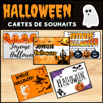 Preview of 5 Cartes Halloween en français pour vos élèves- Halloween cards for students