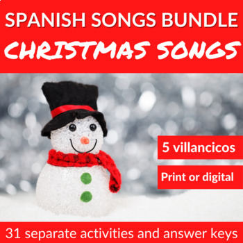 Preview of 5 Christmas Songs in Spanish - Villancicos Class Activities Bundle