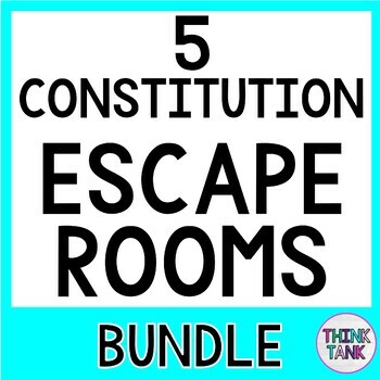 Preview of 5 Constitution Escape Rooms BUNDLE - 3 Branches, Reading Comprehension