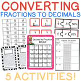 5 Converting Fractions to Decimal Activities | Grades 5 - 6