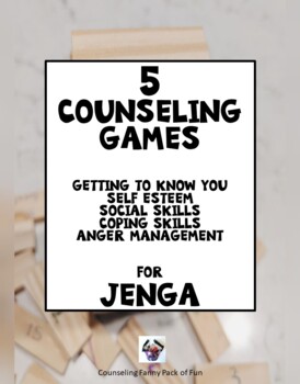 Preview of 5 Counseling Games for Therapy in Schools Grades K-8 for "Jenga"