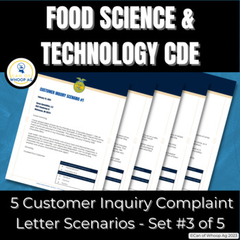 Preview of 5 Customer Complaint Letter Examples - Set 3: FFA Food Science & Technology CDE