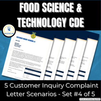 Preview of 5 Customer Complaint Letter Examples - Set 4: FFA Food Science & Technology CDE