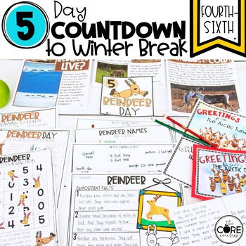 Preview of 5 Day Classroom Countdown to Winter Break - Activities for 4th, 5th, 6th grades