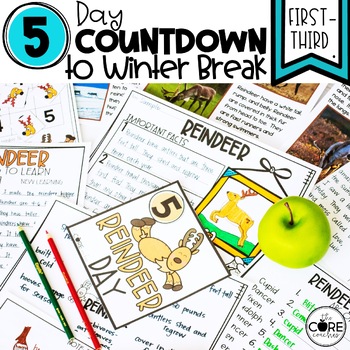 Preview of 5 Day Classroom Countdown to Winter Break Activities -  1st, 2nd, 3rd grades