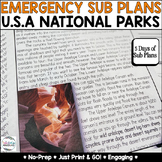5 Day Emergency Sub Lesson Plans - Low Prep - National Par