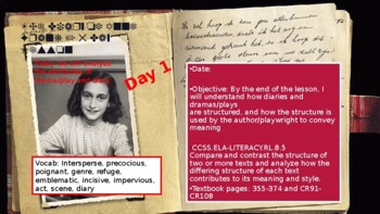 Preview of 5 Day Lesson Diary of Anne Frank from excerp in Holt McDougal I Do/We Do/You Do