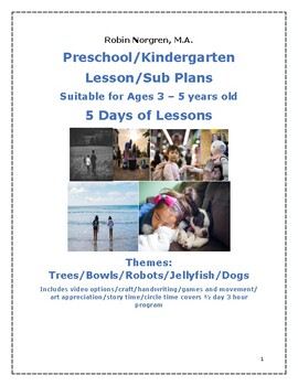 Preview of 5 Day Lesson Plans SUB PLANS WEEK 5 Pre-k to Kinder Reggio Centers Play