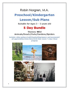 Preview of 5 Day Lesson Plans SUB PLANS WEEK 4 Pre-k to Kinder Reggio Centers Play