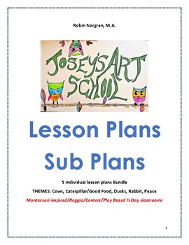 Preview of 5 Day Lesson Plans Week 1 SUB PLANS Pre-k to Kinder Reggio Centers Play Based