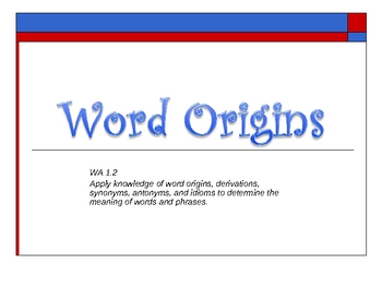 Preview of 5 Day Lesson on Word Origins