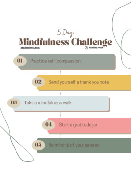 Preview of 5 Day Mindfulness Challenge Mini Workbook