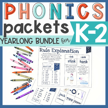 Preview of K-2 Phonics Packet for EL Skills Block Centers BUNDLE Easy to Differentiate