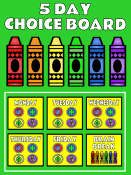 Preview of 5 Day Week Editable Blank Choice Board Template for Remote and Distance Learning