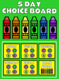 5 Day Week Editable Blank Choice Board Template for Remote