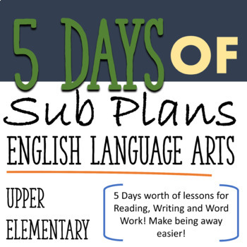 Preview of 5 Days of English Language Arts Sub Plans - Emergency Sub Plans